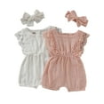 thumbnail image 1 of WIBACKER 2-Pack Newborn Baby Girls Romper Toddler Thin Lace Outfit Summer Clothes with Headband, 1 of 11