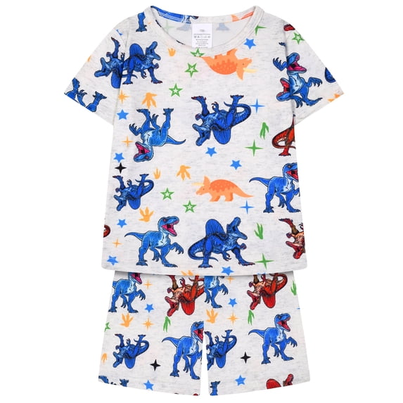 WIBACKER 2-Piece Summer Pajamas for Kids Boys Dinosaur Short Sleeves Tee and Shorts Toddler Cool PJs Set Size 3-12Y