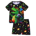 thumbnail image 1 of WIBACKER 2-Piece Summer Pajamas for Kids Boys Dinosaur Short Sleeves Tee and Shorts Toddler Cool PJs Set Size 3-12Y, 1 of 11