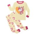 thumbnail image 1 of WIBACKER 2 Pieces Pajamas for Girls 100% Cotton Kids Sleepwear Fall Winter - Yellow Unicorn 6 Years, 1 of 6