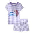 thumbnail image 1 of WIBACKER 3-10T Summer Short Sleeve Pajamas Set for Toddler Girls Striped PJS Cute Jammies Set - Purple Unicorn, 1 of 7