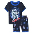 thumbnail image 1 of WIBACKER 3-12Y Big Boys Navy 2-Piece Astronaut Pajamas 100% Cotton Sleepwear Sets, 1 of 6
