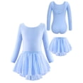 thumbnail image 1 of WIBACKER 3-12Y Girls Ballet Leotards Toddler Long Sleeve Crisscross Back Dance Dress Outfit with Removable Shiny Skirt Combo, 1 of 14