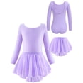 thumbnail image 1 of WIBACKER 3-12Y Girls Ballet Leotards Toddler Long Sleeve Crisscross Back Dance Dress Outfit with Removable Shiny Skirt Combo, 1 of 14
