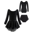 thumbnail image 1 of WIBACKER 3-12Y Girls Ballet Leotards Toddler Long Sleeve Crisscross Back Dance Dress Outfit with Removable Shiny Skirt Combo, 1 of 12