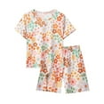 thumbnail image 1 of WIBACKER 3-12Y Girls Loose Pajamas for Little & Big Girls 2PC Set Thin Sleepwear Summer Short Sleeve Jammies - Flowers, 1 of 10