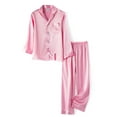 thumbnail image 1 of WIBACKER 3-14T Pajamas Set for Kid Baby Boy Girl Long Sleeve Button Down Silk Sleepwear Loungewear Set Gifts, 1 of 10