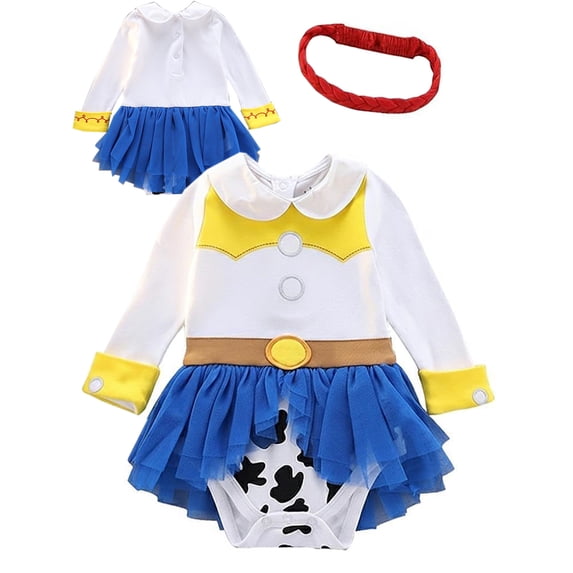 WIBACKER 3-18M Infant Baby Girls Princess Romper Onesie Dress Bodysuit with Headband Toddler Christmas Halloween Birthday Dresses
