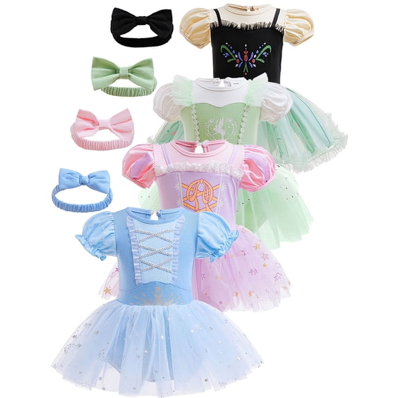 WIBACKER 3-18M Infant Baby Girls Princess Romper Onesie Dress Bodysuit with Headband Toddler Christmas Halloween Birthday Dresses