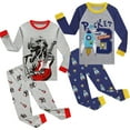 thumbnail image 1 of WIBACKER 3-8T Boys 100% Cotton Long Sleeve Pajamas Kids Cartoon Dinosaur Tops and Pants Sleepwear Set, 1 of 10