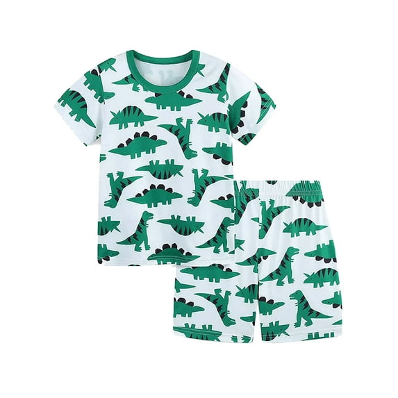 WIBACKER 3-8T Boys' Two Piece Dinosaur Sleepwear Top and Bottom Pajama Set Kids Cool Short Summer Pjs
