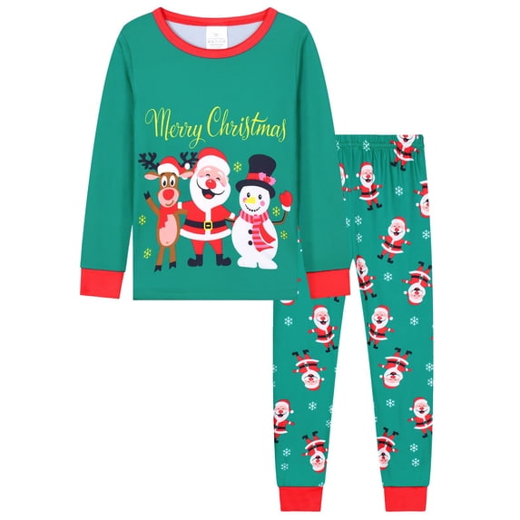 WIBACKER 3-8T Toddler Boys 2-Piece Pajama Set, Christmas Long Sleeve Top & Pants, Fall Winter Sleepwear for Kids
