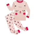 thumbnail image 1 of WIBACKER 3-8Y Little Girls Long Sleeve Pjs 100% Cotton 2-Piece Cat Pajamas Toddler Kids Sleepwear Sets, 1 of 7