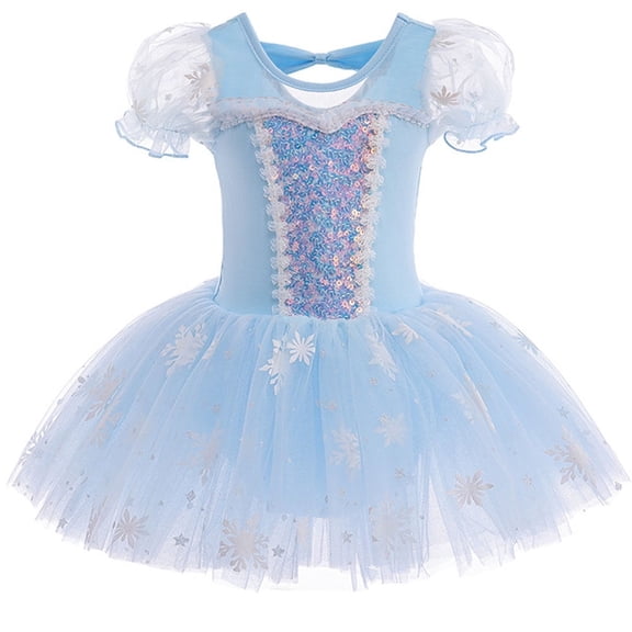 WIBACKER 3-9 Years Kids Girls Princess Ballet Dress Short Sleeve Leotards Skirted Tutu Dancewear Halloween Christmas Party Fancy Costume