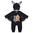thumbnail image 1 of WIBACKER 3M-24M Infant Unisex Baby Halloween Dress Up Clothes Bat Wings Romper with Cap Newborn Animal Costumes, 1 of 13