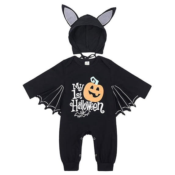 WIBACKER 3M-24M Infant Unisex Baby Halloween Dress Up Clothes Bat Wings Romper with Cap Newborn Animal Costumes