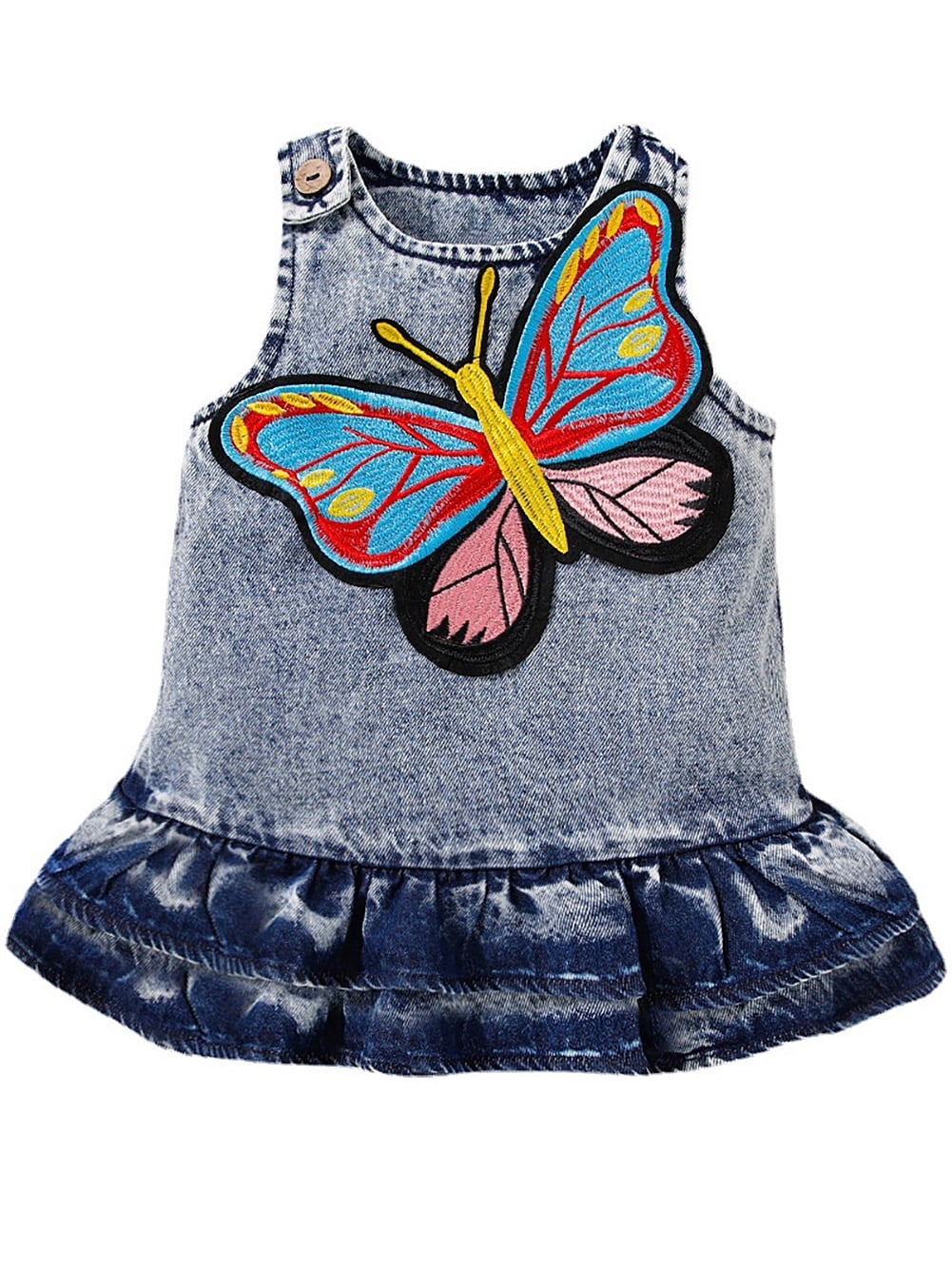 WIBACKER 3M-24M Toddler Baby Girl Butterfly Casual Sleeveless Dress Denim  Overalls Summer Jean Sundress for Infant - Walmart Business Supplies