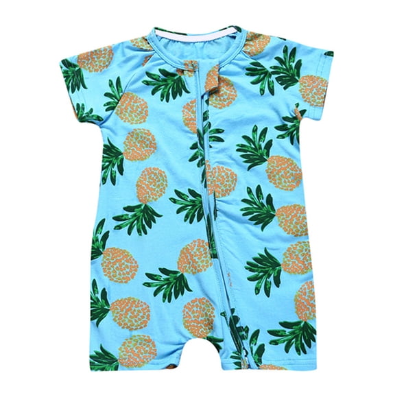 WIBACKER 3M-3T Newborn Baby Boy 2 Way Zipper Romper Summer Short Sleeve Pineapple Jumpsuit for Infant Toddler