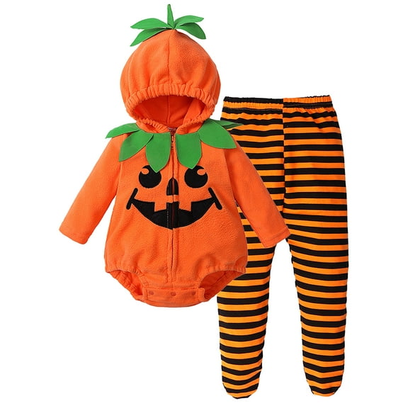 WIBACKER 0-24 Months Newborn Infant Baby Girl Boy Halloween Pumpkin Costumes Cute Hooded Romper Jumpsuit Outfit Clothes