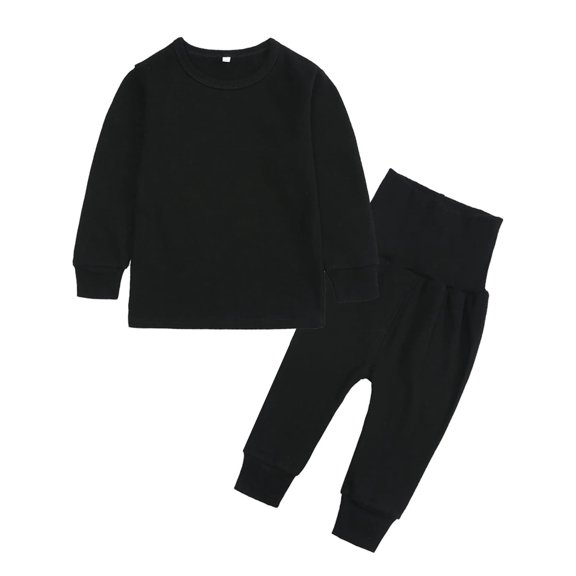 WIBACKER 3M-8Y Thermal Underwear Set for Toddler Girls Boys Long Johns Kids Warm Cotton Pajamas Hight Waist Pjs