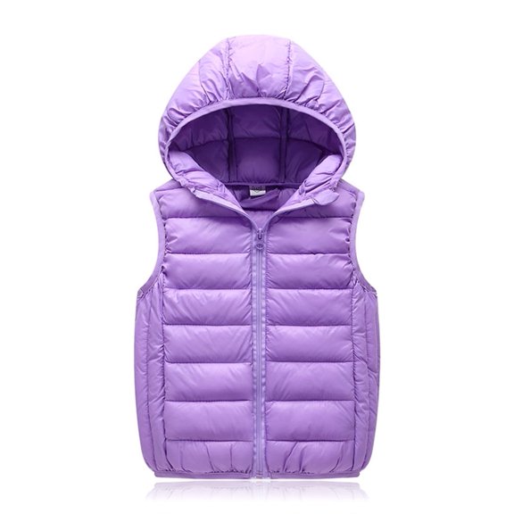 WIBACKER 4-10T Boys Girls Puffer Down Vest Child Hooded Zip Jacket Winter Lightweight Coat