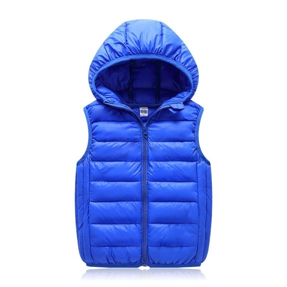 WIBACKER 4-10T Boys Girls Puffer Down Vest Child Hooded Zip Jacket Winter Lightweight Coat