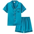 thumbnail image 1 of WIBACKER 5-12Y Girls Boys Pajamas Satin Pajama Set Silk Pjs Short Sleeve Sleepwear Kids Button-Down Nightwear, 1 of 9