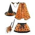 thumbnail image 1 of WIBACKER 5-Pieces Girls Halloween Pumpkin Costume Set 2-8Y Kids Tutu Skirt with Cape, Headband, Witch Broom and Hat, Toddler Dress Up Gift, 1 of 10