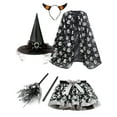 thumbnail image 1 of WIBACKER 5-Pieces Girls Halloween Skeleton Costume Set 2-8Y Kids Tutu Skirt with Cape, Headband, Witch Broom and Hat, Toddler Dress Up Gift, 1 of 10
