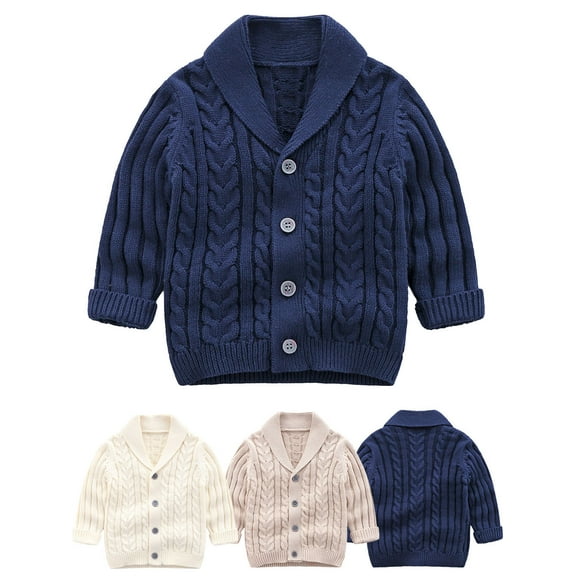 WIBACKER 6M-3T Baby Boy Girl V Neck Crochet Long Sleeve Cardigan Sweater Toddler Kids Knit Coat