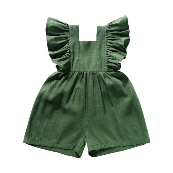 WIBACKER 6M-3T Infant Baby Girl Ruffled Sleeveless Romper Casual Summer Jumpsuit Cotton Linen Clothes