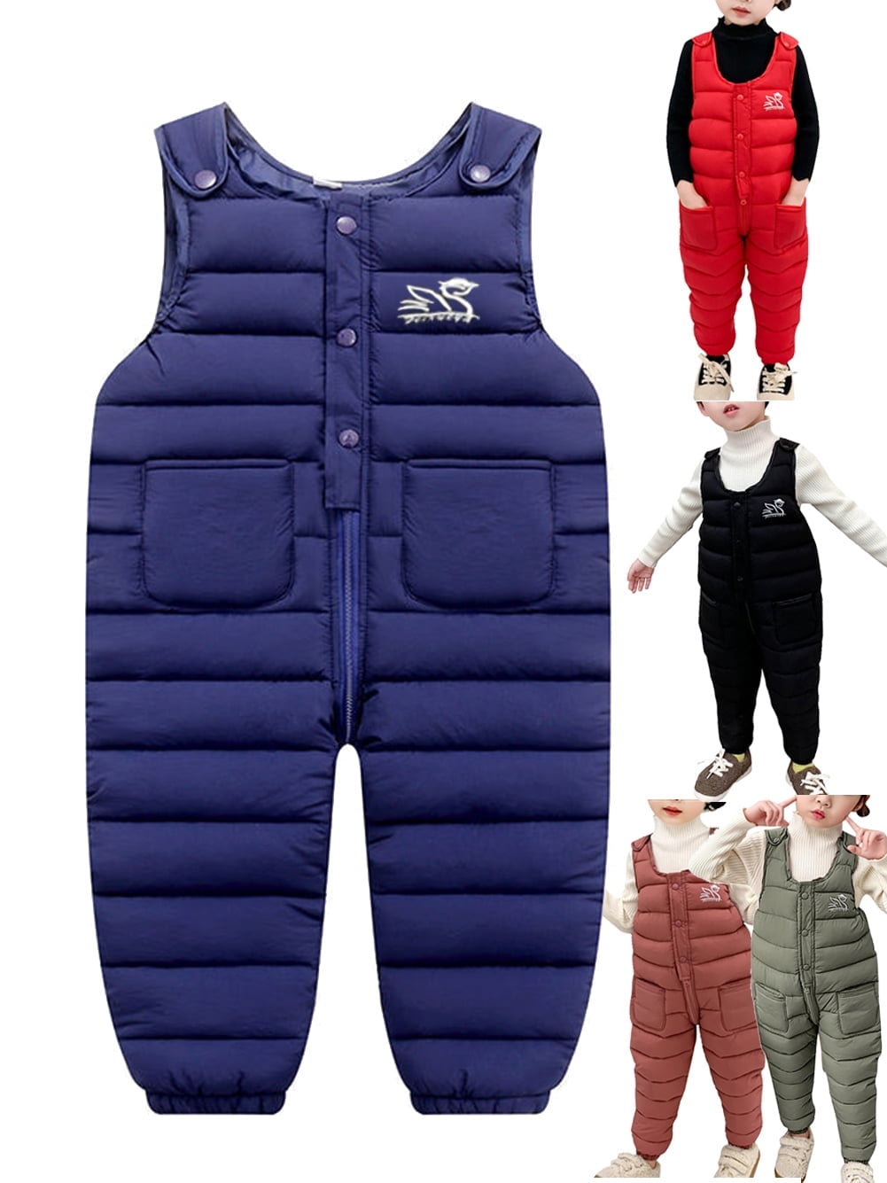 WIBACKER 6M4T Baby Boy Girl Winter Down Puffer Overall Toddler Kid