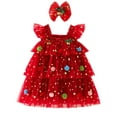 thumbnail image 1 of WIBACKER 6M-6T Toddler Baby Girl Christmas Dress With Headband Kids Star Sequins Layered Tulle Dress Girls Cake Smash Xmas Tree Dresses, 1 of 9