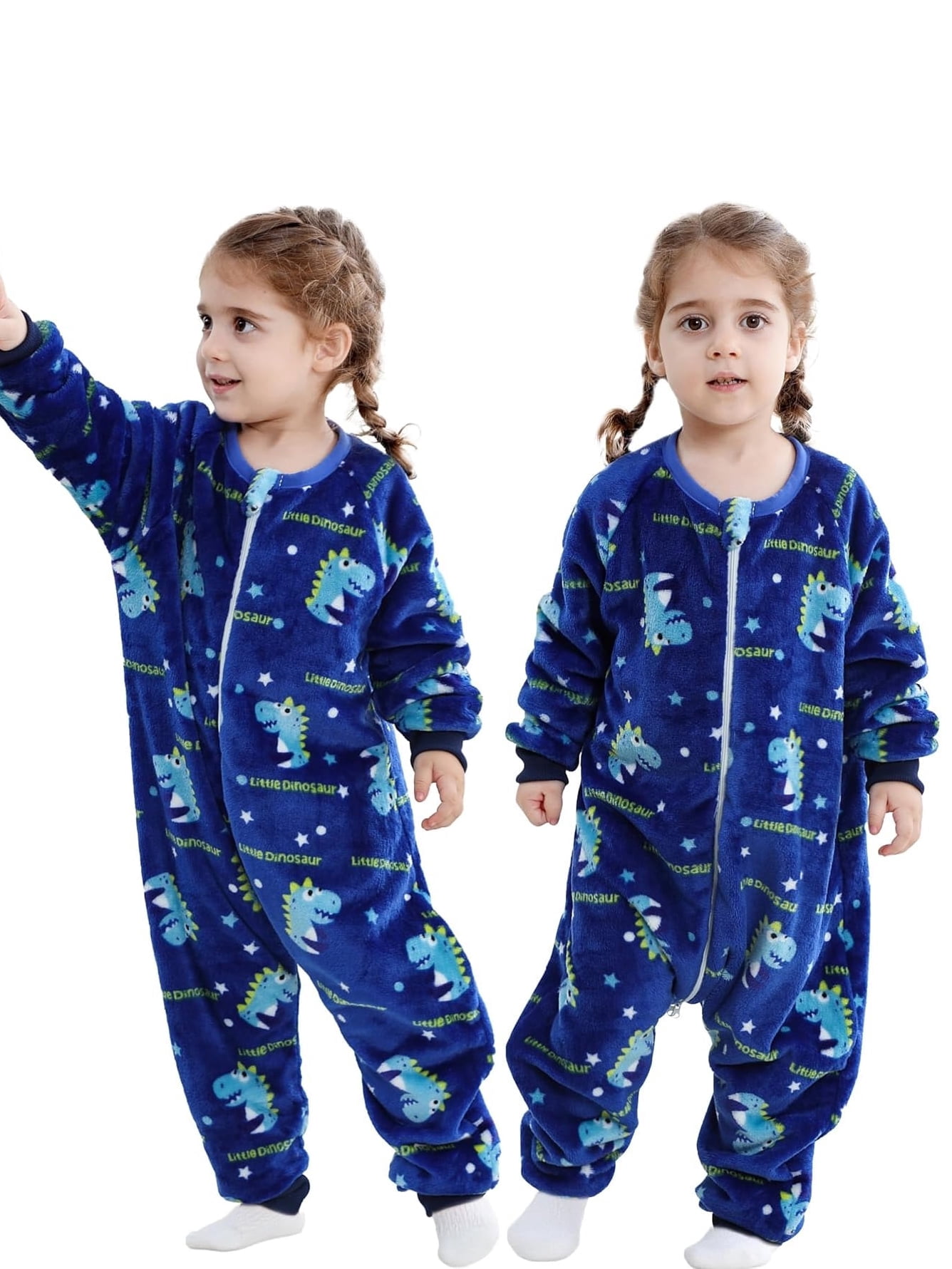 WIBACKER 6M-6Y Baby Warm Flannel Sleeping Bag, Dinosaurs Sleepsuit, Kids Toddler Boys Girls Double Zipper Wearable Sleep Sack