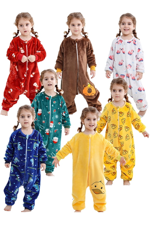 6M-6Y Baby Warm Flannel Sleeping Bag, Dinosaurs Sleepsuit, Kids Toddler Boys Girls Double Zipper Wearable Sleep Sack