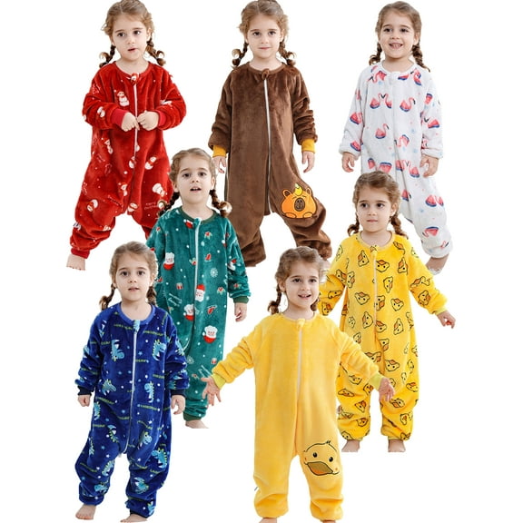 WIBACKER 6M-6Y Baby Warm Flannel Sleeping Bag, Dinosaurs Sleepsuit, Kids Toddler Boys Girls Double Zipper Wearable Sleep Sack