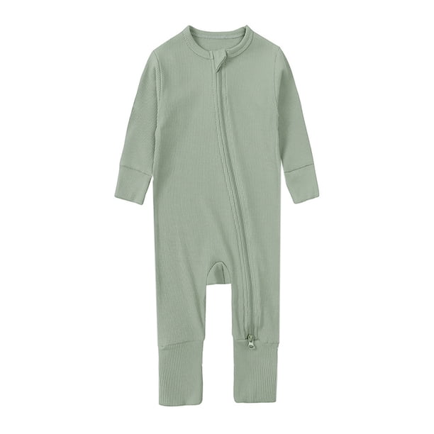 WIBACKER Baby Boy Girl Ribbed Pajamas with Mittens Bamboo Viscose