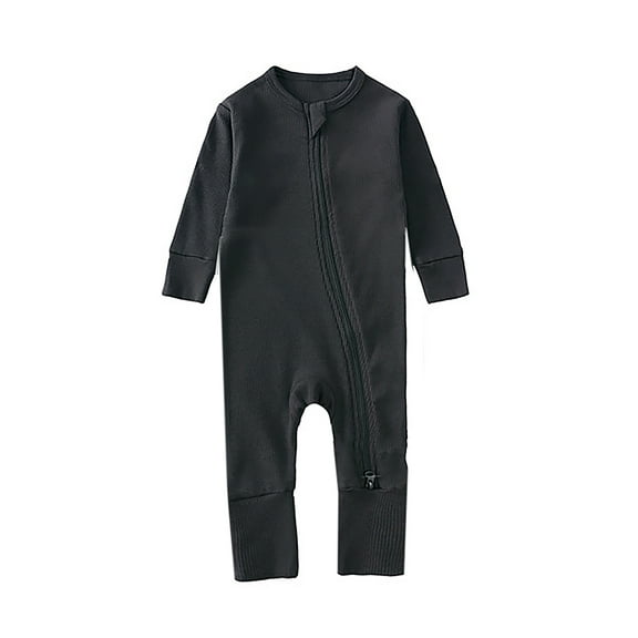 WIBACKER Baby Boy Girl Ribbed Pajamas with Mittens Bamboo Viscose Sleepers 2 Way Zipper Long Sleeve Pjs