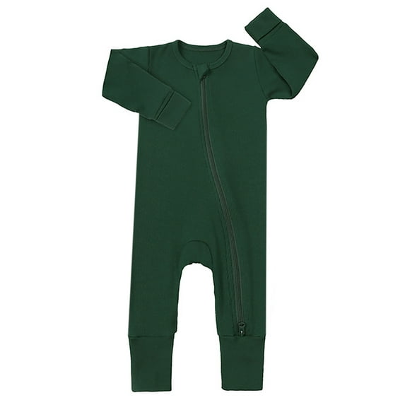 WIBACKER Baby Boy Girl Ribbed Pajamas with Mittens Bamboo Viscose Sleepers 2 Way Zipper Long Sleeve Pjs