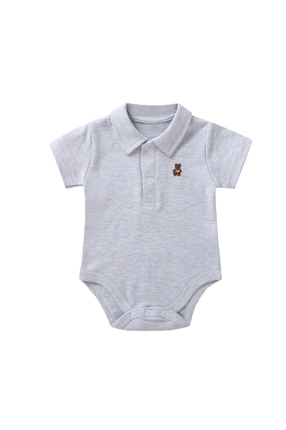 Baby Boy Girl Short Sleeve Polo Bodysuit 100% Cotton Onesie Summer Romper 0-3 Months Newborn