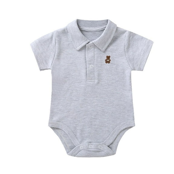 WIBACKER Baby Boy Girl Short Sleeve Polo Bodysuit 100% Cotton Onesie Summer Romper 0-3 Months Newborn
