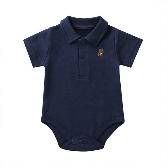 WIBACKER Baby Boy Girl Short Sleeve Polo Bodysuit 100% Cotton Onesie Summer Romper 6-9 Months Infant