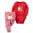 thumbnail image 1 of WIBACKER Baby Boy My 1st Christmas Outfits Newborn Infant Santa Claus Romper + Red Striped Pants 2Pcs Set 3-6M, 1 of 7