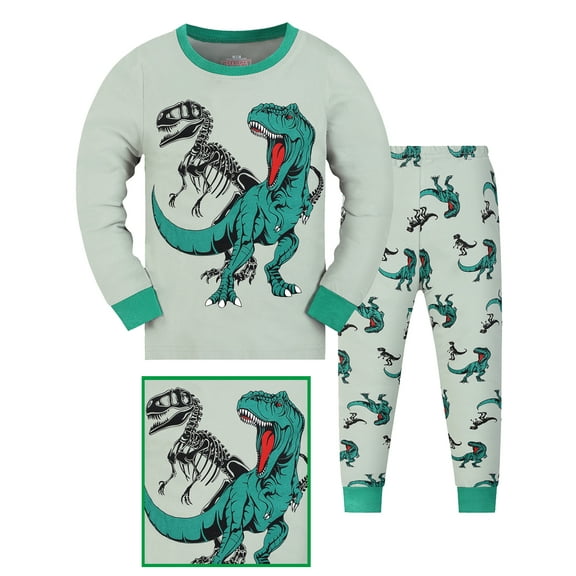 WIBACKER Baby Boys 2-Piece Pajamas Sleepwear Kids Pjs 100% Viscose for Baby, Toddler, Little, Big Boy, Dinosaur