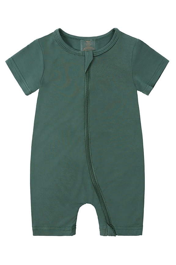 Baby Boys Girls Bamboo Viscose Romper, 2 Way Zipper Short Sleeve Jumpsuits, Sleep and Play 0-24 Months