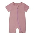 thumbnail image 1 of WIBACKER Baby Boys Girls Bamboo Viscose Romper, 2 Way Zipper Short Sleeve Jumpsuits, Sleep and Play 0-24 Months, 1 of 4