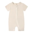 thumbnail image 1 of WIBACKER Baby Boys Girls Bamboo Viscose Romper, 2 Way Zipper Short Sleeve Jumpsuits, Sleep and Play 0-24 Months, 1 of 5