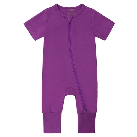 WIBACKER Baby Boys Girls Bamboo Viscose Short Sleeve Pajamas, 2 Way Zipper Romper, Sleep and Play 0-24 Months