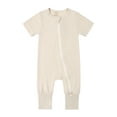 thumbnail image 1 of WIBACKER Baby Boys Girls Bamboo Viscose Short Sleeve Pajamas, 2 Way Zipper Romper, Sleep and Play 0-24 Months, 1 of 6