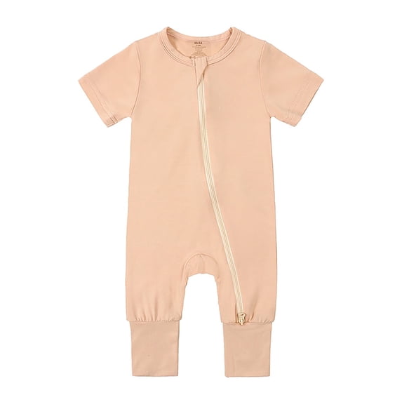 WIBACKER Baby Boys Girls Bamboo Viscose Short Sleeve Pajamas, 2 Way Zipper Romper, Sleep and Play 0-24 Months